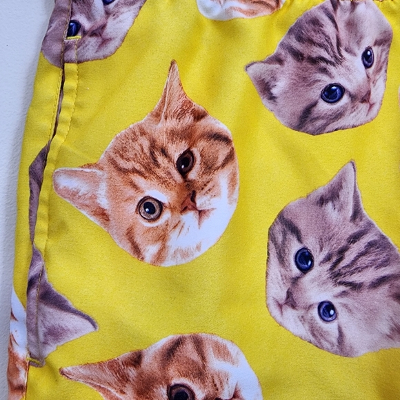 Black Matter yellow with cat print swim trunks shorts men's size medium - Picture 6 of 8
